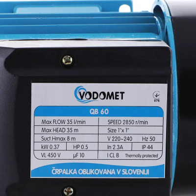 Побутова насосна станція для дому 24 л поверхневий вихровий насос VODOMET QB60 0.37 кВт чавунний Побутова насосна станція для дому 24 л поверхневий вихровий насос VODOMET QB60 0.37 кВт чавунний