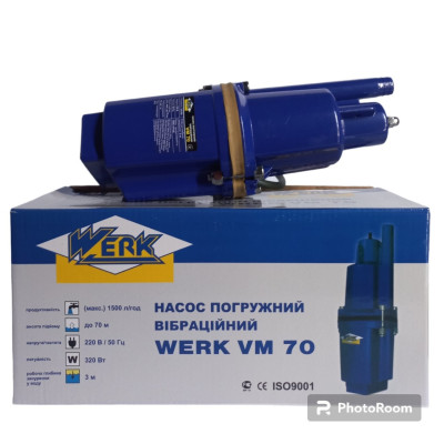 Потужний вібраційний насос з верхнім забором занурювальний Werk VM 70 для колодязя та свердловин на полив зі шлангом 20 м Потужний вібраційний насос з верхнім забором занурювальний Werk VM 70 для колодязя та свердловин на полив зі шлангом 20 м