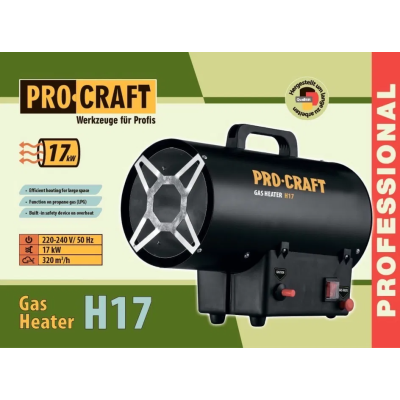 Теплова гармата з терморегулятором Procraft H17 для обігріву приміщень прямого нагріву Теплова гармата з терморегулятором Procraft H17 для обігріву приміщень прямого нагріву