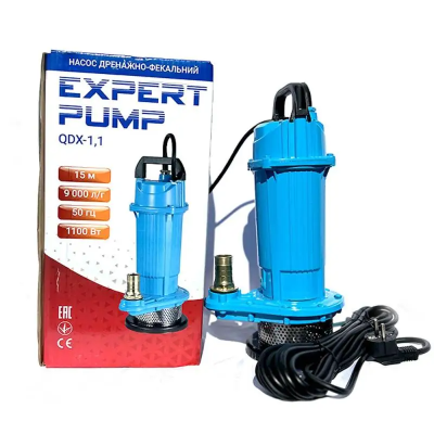 Дренажний насос занурювальний фекальний Expert Pump QDX 1.1 кВт для зливної ями вдома Дренажний насос занурювальний фекальний Expert Pump QDX 1.1 кВт для зливної ями вдома