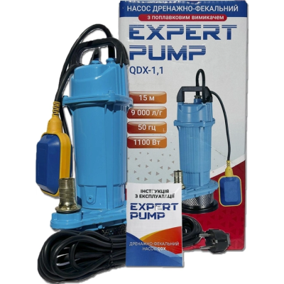 Дренажний насос занурювальний фекальний з поплавком Expert Pump QDX 1.1 кВт для зливної ями будинку Дренажний насос занурювальний фекальний з поплавком Expert Pump QDX 1.1 кВт для зливної ями будинку