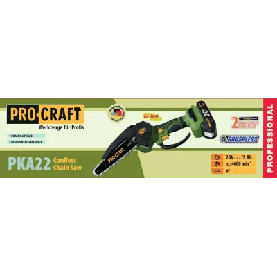 Ланцюгова Акумуляторна  ручна міні електропила садова Procraft PKA 22 (сучкоріз) АКБ + ЗУ
