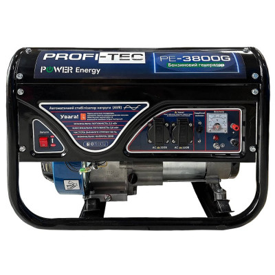 Портативний однофазний генератор на бензині PROFI-TEC PE3800G з ручним стартом